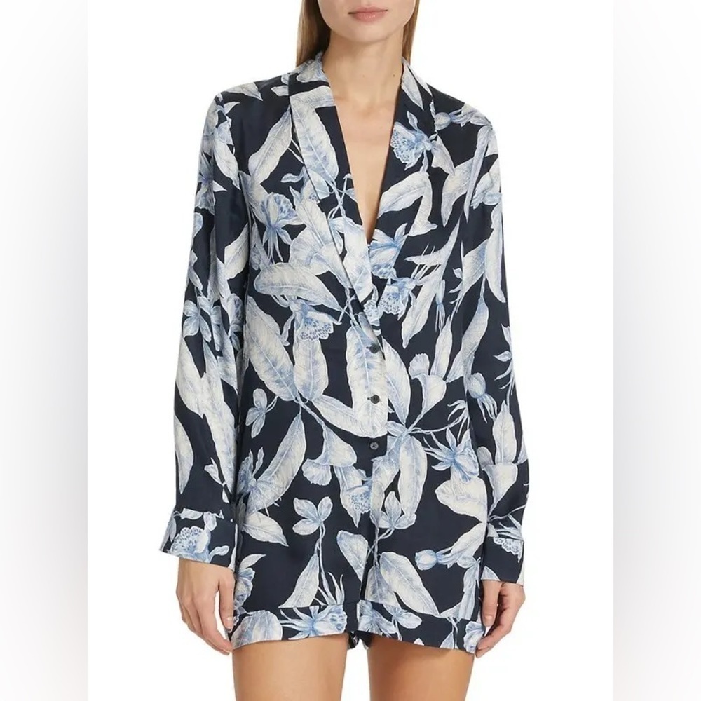Alexis | Women's Laddie Floral Printed Romper Maldive Blue Size Medium